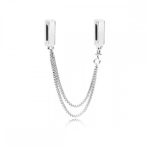 New Genuine Pandora Reflexions Plain Logo Safety Chain Clip Charm 797601-5cm - Picture 1 of 7