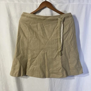 ANN TAYLOR LOFT beige velvet trim wool blend a-line skirt 10P - Picture 1 of 7
