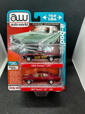 Auto World Target Exclusive 1966 Pontiac GTO & 1967 Buick GS 340 Ultra Red Chase - Image 1 of 4
