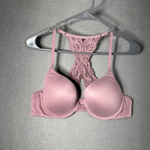 Victoria Secret Bra 36B T-Shirt Bra Perfect Shape Racerback Lavender Lace - Picture 1 of 12