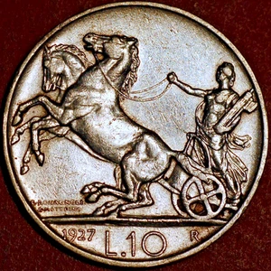 Italia 10 liras 1927 Vittorio Emanuele III KM# 68,1 - Imagen 1 de 2