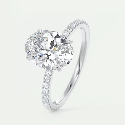 Diamond Wedding Ring 950 Platinum Lab Grown  2.2 Carat IGI Certified Oval Cut - Image 1 of 4