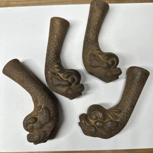 Set of 4 Vintage Furniture Cast Iron Chinese dragon 4 3/4’’ Legs/Feet - Picture 1 of 6