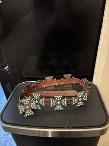 SSM Turquoise 8 Celtic Stars Belt Womens Size M Brown Studded Strap Boho EUC - Picture 1 of 6