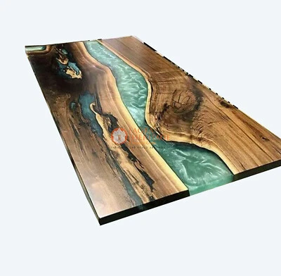 Green Epoxy Resin Dining Table Handmade Arts Luxury Outdoor & Indoor Furniture - Image 1 of 4