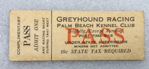 1941 Ticket Pass GREYHOUND RACING FLORIDA Grey Hound Hund Palm Beach Kennel Club - Bild 1 von 5