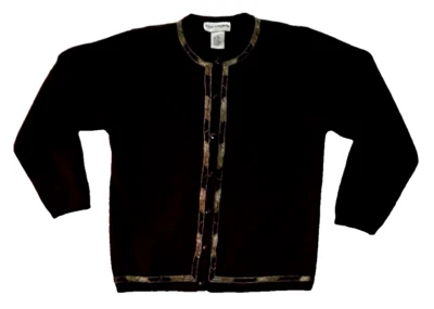 Кардиган Y2K Norton Mcnaughton свитер большой черный на пуговицах бисер золото серебро - Изображение 1 из 4