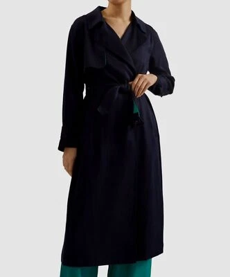 Ted Baker женщин синий кнопка спереди подпоясанный надежном Тренч куртка размер 3 - Изображение 1 из 4