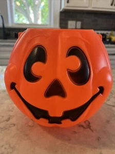 VTG Halloween Pumpkin Trick or Treat Candy Bucket 1997 Grand Venture Blow Mold - Picture 1 of 7