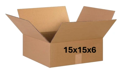 15" x 15" x 6" CARDBOARD BOX - 200 lb - SINGLE BOX - Image 1 of 4