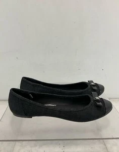 Diesel Black Denim Slip-On Cap Toe Bow Ballet Flats 38/7.5 - Picture 1 of 7