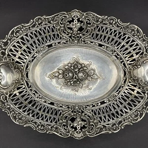 Durchbruchschale Silber Hanau  AMD 800er Silber reich verziert Obstschale -345 g - Bild 1 von 9