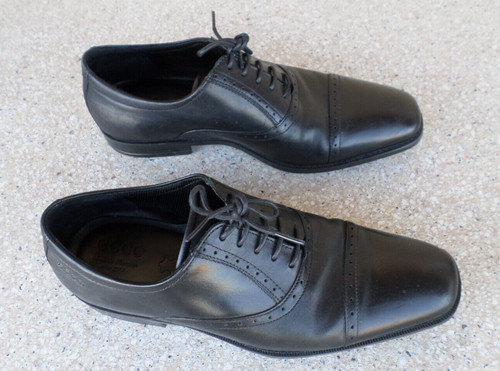 ECCO abito oxfords leggero in pelle nera con punta ad aletta.. Uomo 10 10 5 (eur 44)
