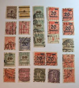 RARE GERMAN EMPIRE 1922-23 STAMPS SURCHARGED VARIOUS COLOURS + NUMERALS... - Bild 1 von 6