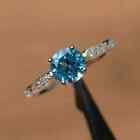 2Ct Round Cut Lab Created Blue Topaz Engagement Ring Gift 14K White Gold Plated