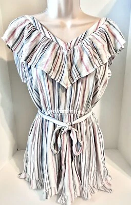 American Eagle 海贼王连身裤女式小号白色条纹口袋内衬 — 第 1/4 张图片