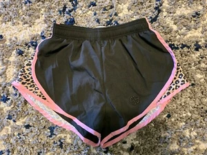 Simply Southern YL Black & Pink W8th Cheetah Print Athletic Shorts - Picture 1 of 4