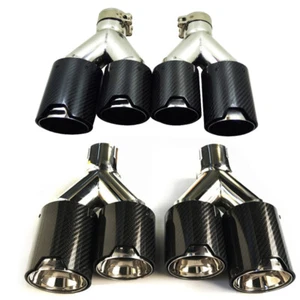 For BMW 2pcs 2.5'' 3'' Dual Carbon Fiber Universal Car Exhaust Tips End Muffler - Bild 1 von 8
