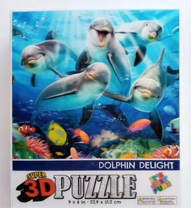 PUZZLE 3D con tema "DOLPHIN DELIGHT", 50 pezzi, 9" x 6" sicuro pezzi grandi - Foto 1 di 2
