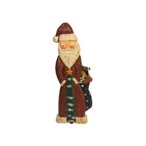 Hand Carved Wooden Santa Decor James Haddon Folk Art Handcrafted Signed 12.5” - Picture 1 of 3