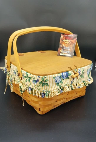 Longaberger Small Picnic Basket ROSE TRELLIS Liner-Protector ROMANTIC COUNTRY Cover