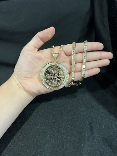 Moneta messicana 50 pesos Moneda placcata oro design zirconi CENTENARIO e catena Valentino