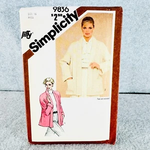 Simplicity 9836 Unlined Jacket Boxy Fit Open Front Misses Size 16 Sewing Pattern - Picture 1 of 4