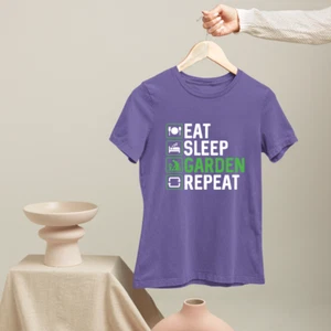 Eat Sleep Garden Repeat T-shirt Home Gardener Plants Trees Nurseries Novelty - Picture 1 of 20