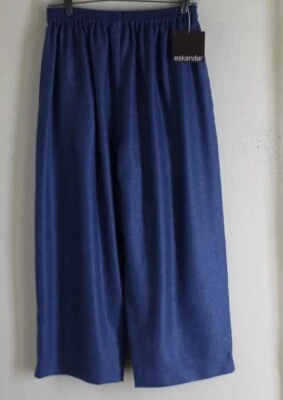 Pantalones Cortos Japoneses Eskandar 0 AZUL ÍNDIGO Cachemir Seda Nuevos con Etiquetas Foto 1 de 4
