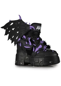 NEW Anthony Wang PURPLE LEMON Dragon Wing Black Platform Sneakers - Picture 1 of 3