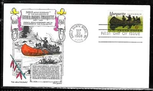 1356 6c Stamp (1968) THE FATHER MARQUETTE FDC BY ARISTOCRATS & DAY LOWRY (COLOR) - Picture 1 of 1
