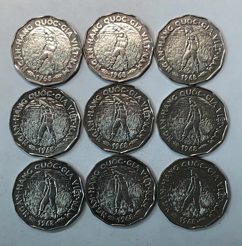 1968 Viet Nam 20 Dong Viet Nam War Era Coin FAO issue UNC Lot of 9 Coins Cover
