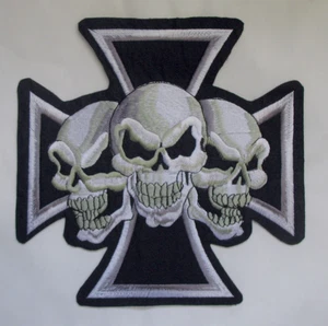 Eisernes Kreuz Totenkopf Aufnäher Rückenaufnäher Patch Iron Cross Skulls XL - Bild 1 von 1