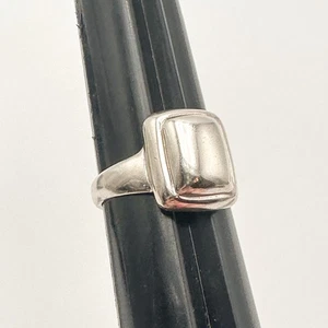 Anillo Cuadrado Cara Plata de Ley 925 Talla 9 Firmado - Imagen 1 de 12