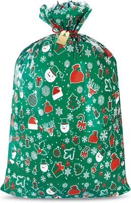 Bolsa de regalo de Navidad extra grande de 56" Jumbo bolsa de regalo de vacaciones con etiqueta corbata para enorme Foto 1 de 4