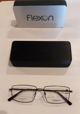 Flexon H6069 205, 57 17 150 Eyeglasses Frames W/Case Shiny Brown Titanium XL - Image 1 of 4