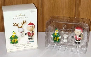 Hallmark Keepsake Peanuts 2008 lleno de espíritu navideño conjunto de 3 Charlie Snoopy - Imagen 1 de 7