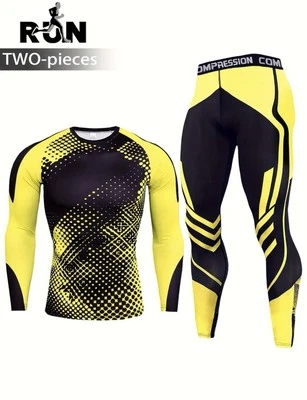 Men's 2pc Sportswear Set - Yellow Compression Outfit - Large/UK34 - Gay Interest - Image 1 of 4