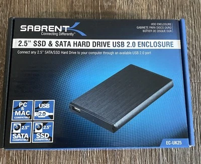 Sabrent 2.5" SSD Hard Drive USB 2.0 Enclosure USB2 With Case EC-UK25 - Image 1 of 3