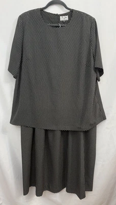 Top y falda manga corta Le Suit Paris/Nueva York de dos piezas negro y marrón talla 20W Foto 1 de 4