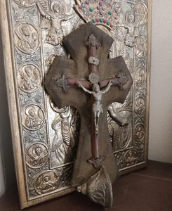 Hand Made Wood Crucifix INRI Jésus Christ Religion Vintage From the 1920s - Picture 1 of 15