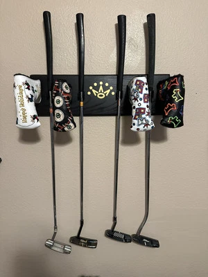 Wood Wall Display Rack for 4 Scotty Cameron Putters Golf Clubs & 4 Headcovers - Image 1 of 4