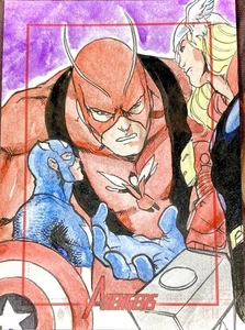 1/1 AVENGERS MULTI CHARACTER SKETCH CARD 2011 MARVEL GREATEST HEROES ONE OF ONE - Picture 1 of 4