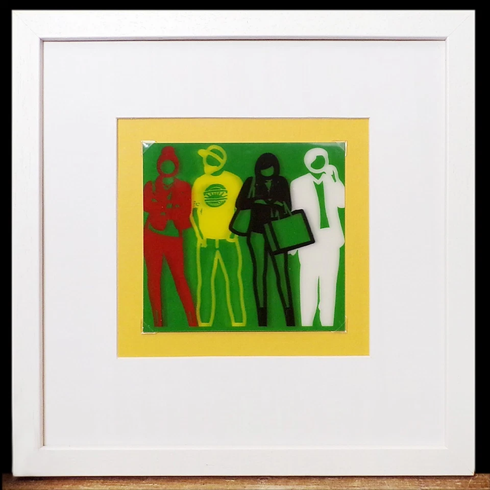 Impresión artística de Julian Opie enmarcada postal lenticular retrato de personas de pie 2019 Foto 1 de 4