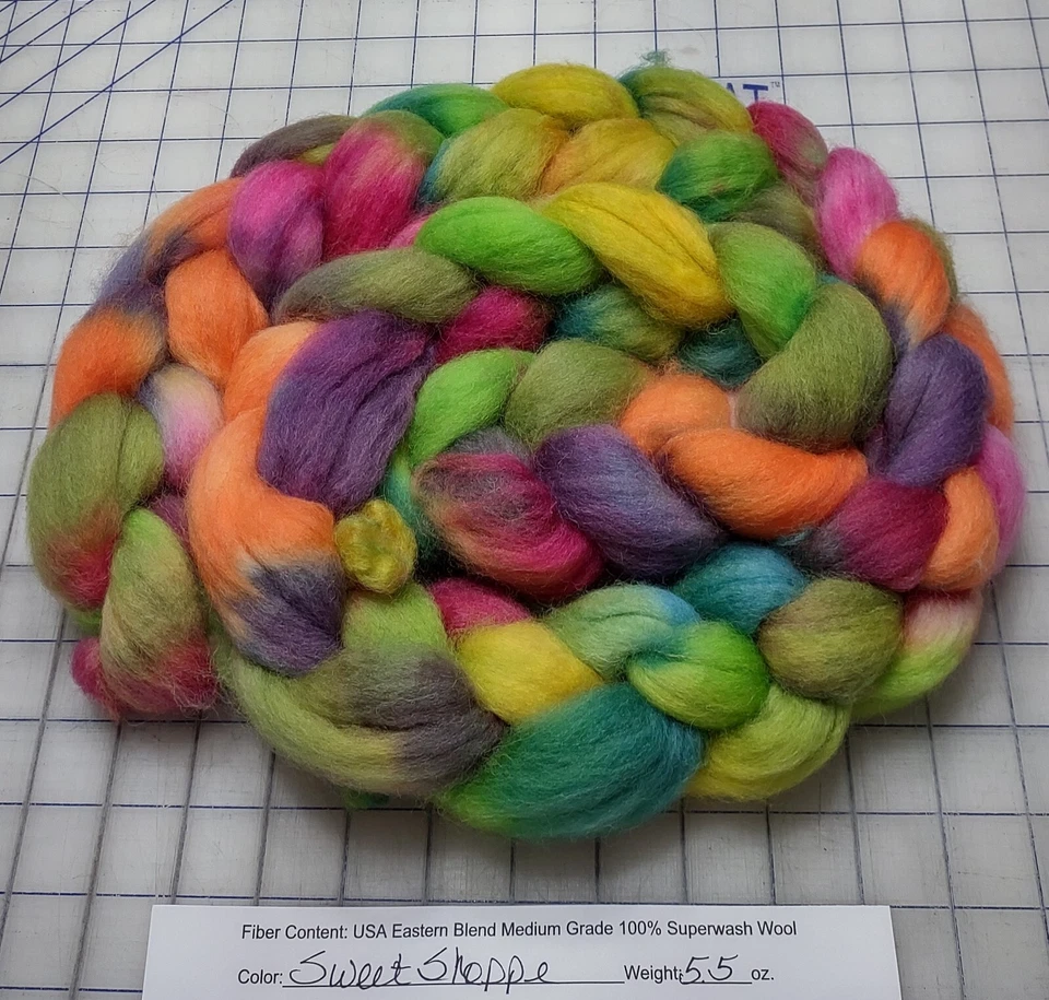 Superwash Wool Combed Top Roving Spinning Handpainted USA NWT  Sweet Shoppe - Image 1 of 1
