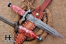 HUNTEX Custom Handmade Damascus Blade, 380 mm, Marble Rock Handle, Exotic Dagger