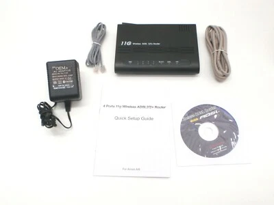 ADSL2+ MODEM ROUTER WIRELESS 11G NETWORK LAN ADSL 4-PORT IEEE TI8511G-3 4PORT - Image 1 of 4