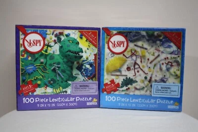 НОВЫЙ - Лот из 2 I SPY 100-шт. 2-в-одном головоломка и загадка игры линзовидный - Изображение 1 из 4