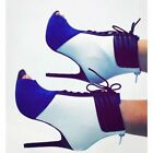 Hot WOmen's Open Toe High Heels Stilettos Lace Ups High TOp Ankle Boots US4.5-11
