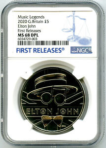 2020 GREAT BRITAIN 5PND ELTON JOHN NGC MS68 DPL FIRST RELEASES RARE PROOF LIKE !